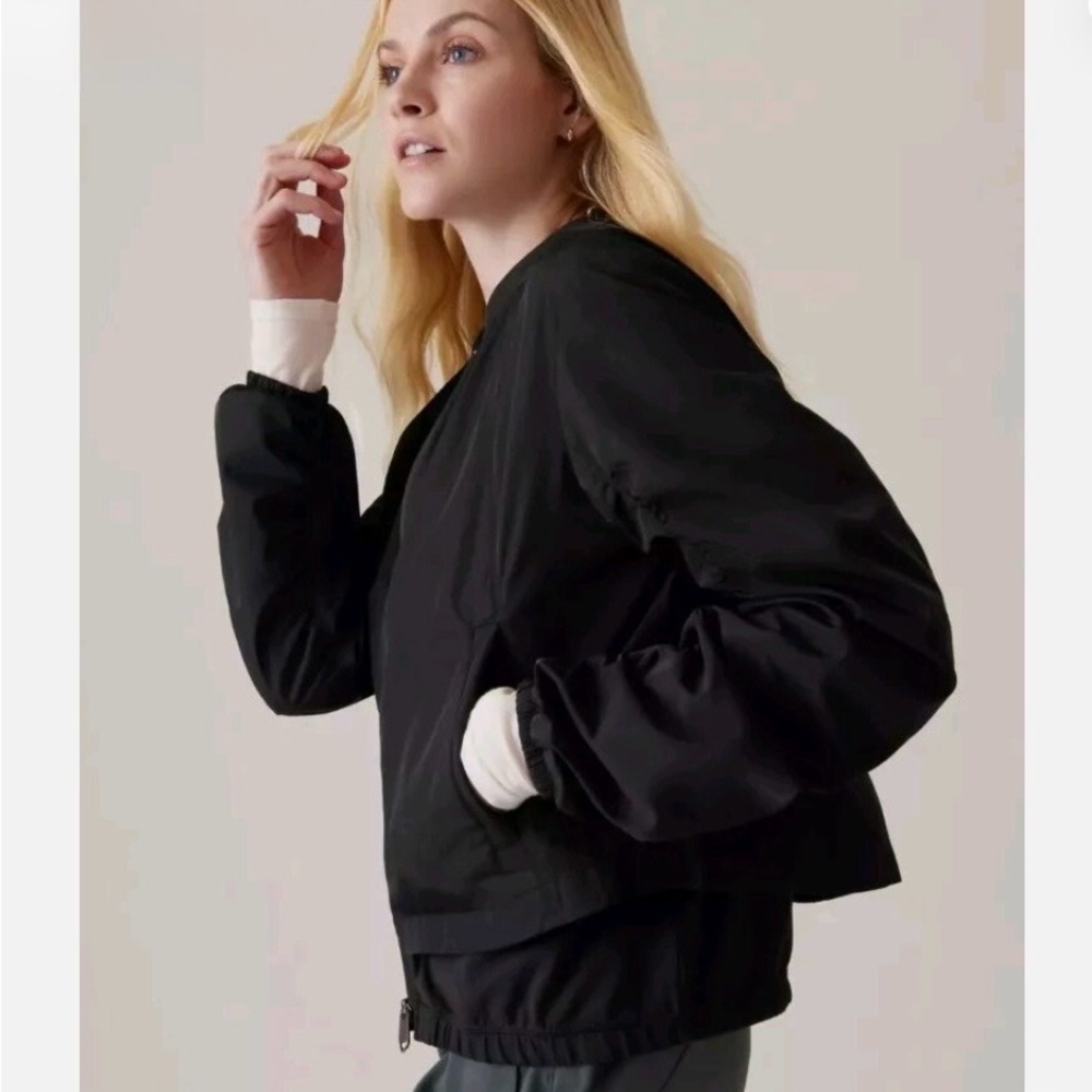 Athleta Wayfarer Black Bomber Jacket